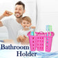 Front view of the space-saving Bathroom Organizer Stand with organized toiletries.