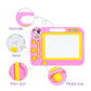 Brightly colored Aditi Magnetic Drawing Board with an easy-erase slider and stamps.