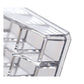 Clear acrylic display stand for cosmetics with 24 compartments, emphasizing its practical use for daily makeup.