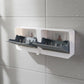 Close up of durable bathroom storage unit with smooth surfaces