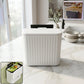 Front view of portable plastic dustbin with lid