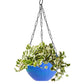 Stylish hanging flower pot with rattan-like texture, enhancing home decor.