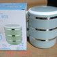 Multi-layer stainless steel lunch box showing its three practical sections.