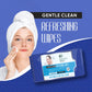 Detailed close-up of Beautiful Basics face wipes packaging, emphasizing key benefits.
