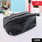 Compact zippered black travel makeup pouch with internal compartments