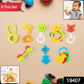 Close-up of colorful infant rattle toys designed for tiny hands