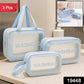 Triple combo travel toiletry bag set showing large, medium and small bags