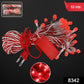 Close-up of red LED bulbs on decorative fairy string lights
