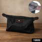 Waterproof multipurpose travel organizer pouch in black with brown detailing