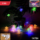 Close-up of decorative string light with multicolor star LED covers for festive decoration