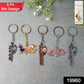 Close-up of a metal Krishna keychain showcasing its durability and intricate design.