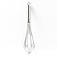 Angled view of durable stainless steel medium hand whisk