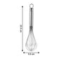Compact stainless steel whisk stored with hanging loop in kitchen