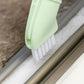 Bottle-connectable scrub brush cleaning tight bathroom and kitchen areas efficiently