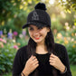 Winter outdoor look with trendy embroidered baseball cap