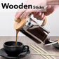 Detailed shot of birchwood coffee stir sticks showing smooth finish