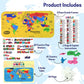 World Map Puzzle layout showing all continents in bright colors