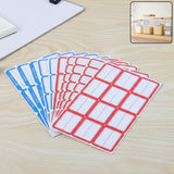 Red and white self-adhesive shipping label stickers on sheets