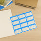 Blank writable shipping label sticker sheets displayed on multiple sheets