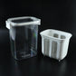 Complete yogurt maker set with strainer basket and lid ready for use.