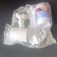 Plastic water dispenser stand with manual press tap and multi-size cap adapters