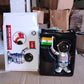 Solar astronaut ornament with moving hand and Indian flag for dashboard decor