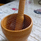 Side view of the efficient mortar and pestle, highlighting its compact design.