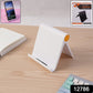 Side angle view of foldable mobile stand displaying compact fold-flat design