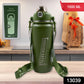 Close-up view of the 1.5L stainless steel insulated water bottle with its integrated straw.
