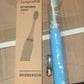 Diagram illustrating the key features and waterproof design of the BrushedUp Electric Toothbrush.