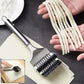 Manual multi-blade dough cutter roller in action cutting dough strips