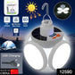 Solar Camping Light conveniently hooked inside a tent for overhead illumination.