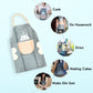 Front view of cartoon animal kitchen apron with adjustable strap