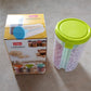 Airtight, transparent storage container with three sections, suitable for various kitchen items.