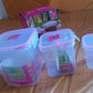 Stacked kitchen storage containers with four lock airtight lids