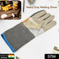 Close-up of the robust kevlar stitching on heat-resistant welding gloves.