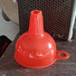 Vibrant red silicone funnel, adding a pop of color to your kitchen tools.