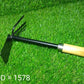 Full view of a versatile 2-in-1 double hoe gardening tool with a comfortable wooden handle.