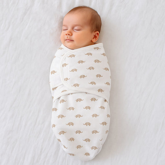 Close-up of cotton baby swaddle wrap fabric and print