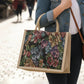 Front view of multipurpose floral print carry hand bag