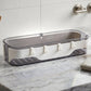 Wall-mounted transparent bathroom storage shelf with hooks for towels and toiletries