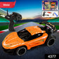 Close-up of metal RC supercar’s aerodynamic alloy body and wheels