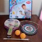 Product packaging for Portable Wiff Waff rebound table tennis trainer set.