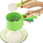 Durable plastic atta sifter with three interchangeable sieves for versatile kitchen use.