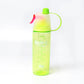 Close-up of the innovative spray feature on the sports water bottle, offering instant cooling relief.
