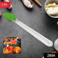 Ergonomic silicone spatula mixing batter in a bowl, showcasing flexibility.