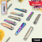 Close-up of the stainless steel folding nail clippers showcasing a mix design.