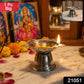 Shiny stainless steel pooja diya stand with sunflower design