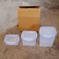 Airtight plastic jars with secure blue locking lids, perfect for keeping food fresh.