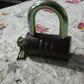Close-up of the FortiLock brand logo on the heavy-duty iron padlock.
